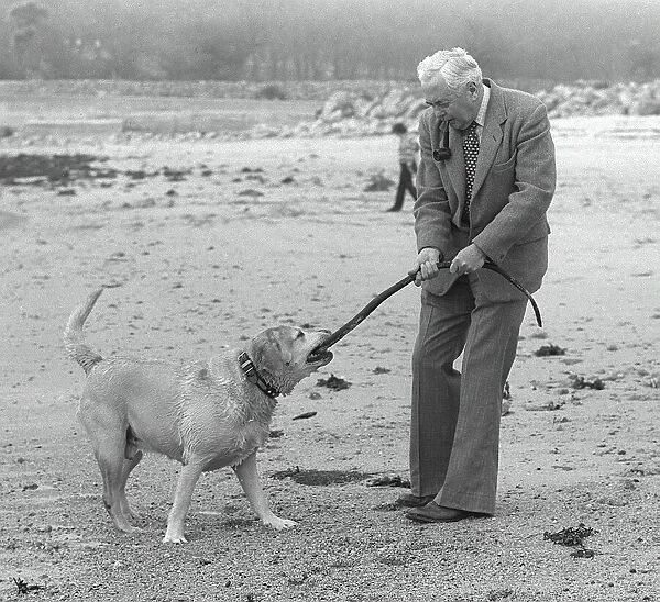 Harold Wilson former Prime Minister on holiday in the Scilly Isles 1976