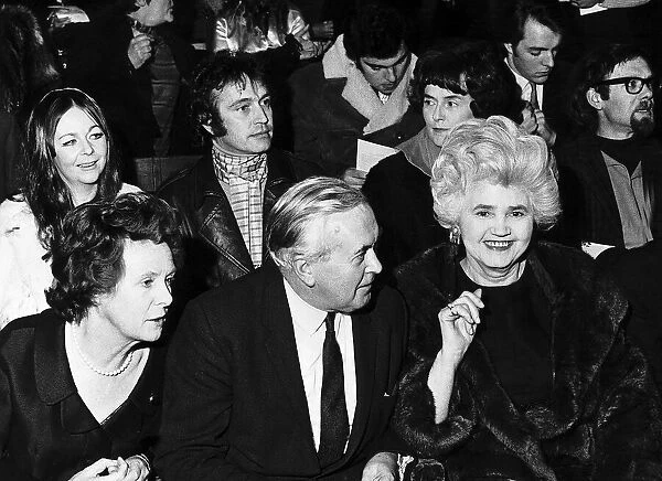 Harold Wilson the Prime Minister at the performance of Hamlet with his wife Mary (L)