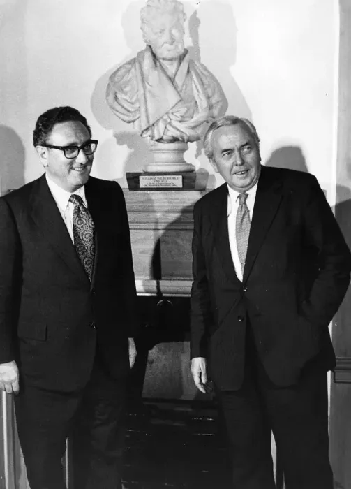 Framed Print : Harold Wilson Prime Minister of United Kingdom with Dr Henry Kissinger the American Framed Print : Harold Wilson Prime Minister of United Kingdom with Dr Henry Kissinger the American