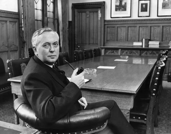 Framed Print : Harold Wilson sits at the head of the table in the leader of the oppositions room Framed Print : Harold Wilson sits at the head of the table in the leader of the oppositions room