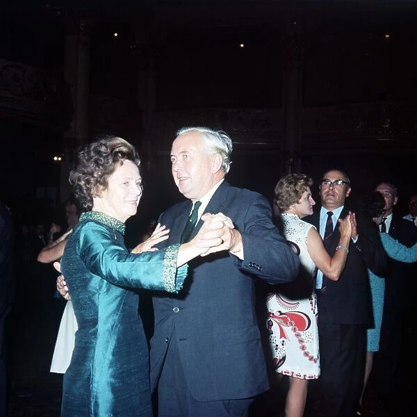 Harold Wilson and wife Mary dancing at a end of conference party