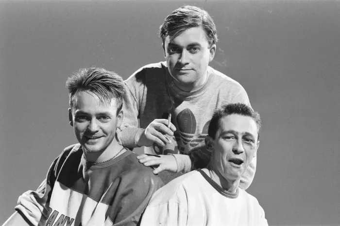 Framed Print : Harry Enfield with Paul Whitehouse and Charles Higson. 17th April 1988