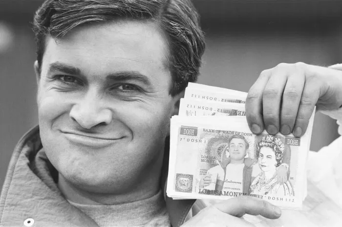 Framed Print : Harry Enfield Shows of his money. 17th April 1988 Framed Print : Harry Enfield Shows of his money. 17th April 1988