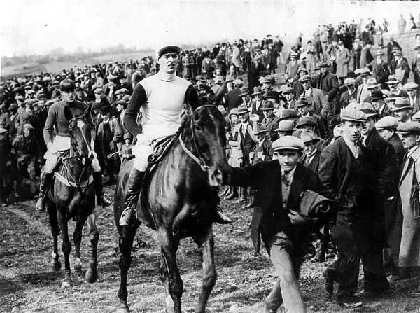 Harry Llewellyn aboard Theorem, the winner of the Open Race at Monmouthshire