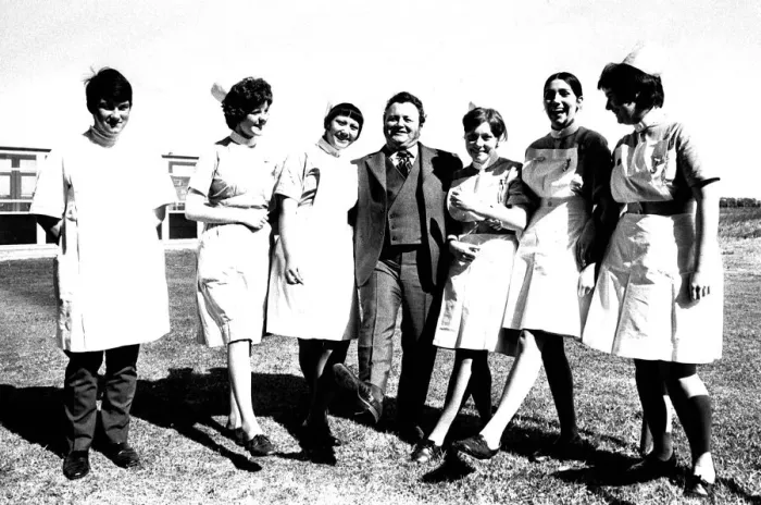 Framed Print : Harry Secombe opened a new do-it-yourself social centre for the staff of South Shields Framed Print : Harry Secombe opened a new do-it-yourself social centre for the staff of South Shields