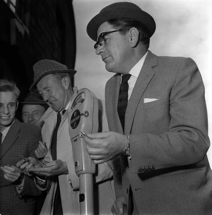 Framed Print : Harry Worth Comedy Actor October 1962 holding change for a parking meter