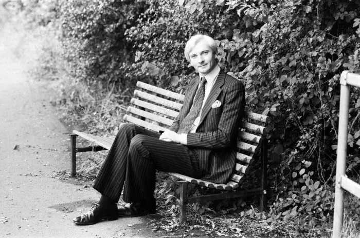 Framed Print : Harvey Proctor, 34 year old MP for Basildon, Essex, talking to reporters outside his home Framed Print : Harvey Proctor, 34 year old MP for Basildon, Essex, talking to reporters outside his home