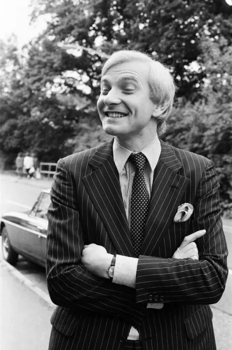 Framed Print : Harvey Proctor, 34 year old MP for Basildon, Essex, talking to reporters outside his home Framed Print : Harvey Proctor, 34 year old MP for Basildon, Essex, talking to reporters outside his home