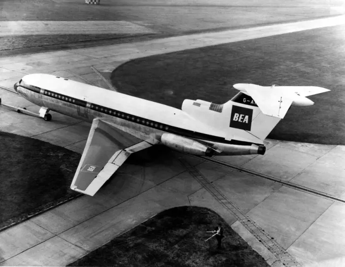 Framed Print : A De Havilland Trident airliner, later to be known as the Hawker Siddeley Trident Framed Print : A De Havilland Trident airliner, later to be known as the Hawker Siddeley Trident