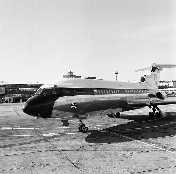 The De Havilland Trident Jet arrived at London Airport for the first time today