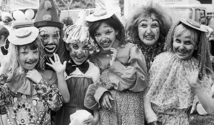 Framed Print : Having a clowning time: (from left) Ann Marie Connor, Sharron Elsmore, Leanne Toll