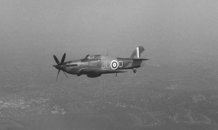 Framed Print : Hawker Hurricane Aircraft May 1978 of the Battle of Britain Flight going through Framed Print : Hawker Hurricane Aircraft May 1978 of the Battle of Britain Flight going through