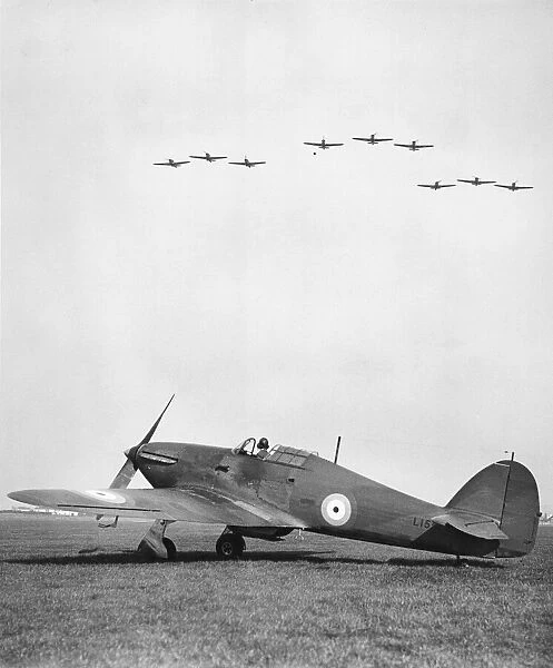 One of the Hawker Hurricane Fighters photographed at Northolt Aerodrome, Northolt