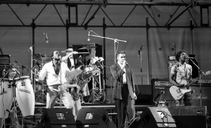 Framed Print : Hazel O Connor and The Specials performed on stage at the outdoor concert in aid of Framed Print : Hazel O Connor and The Specials performed on stage at the outdoor concert in aid of