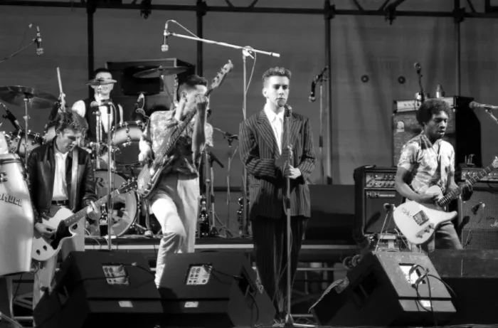Framed Print : Hazel O Connor and The Specials performed on stage at the outdoor concert in aid of Framed Print : Hazel O Connor and The Specials performed on stage at the outdoor concert in aid of