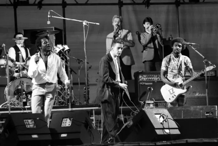 Framed Print : Hazel O Connor and The Specials performed on stage at the outdoor concert in aid of