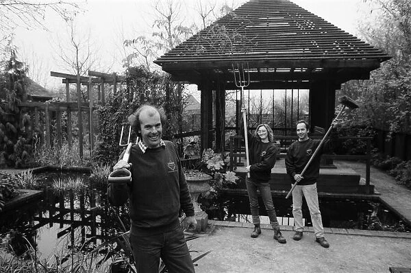 Head gardener Mr Brian Gilbride celebrates the success of Telford in the 1989 Britain in