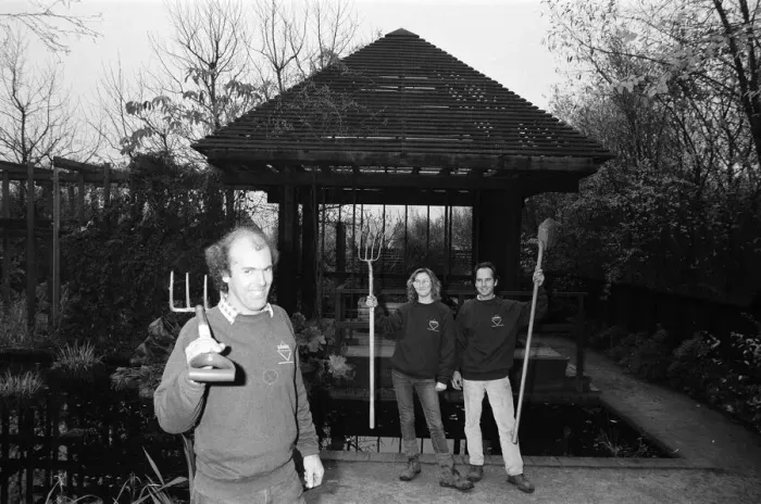 Framed Print : Head gardener Mr Brian Gilbride celebrates the success of Telford in the 1989 Britain in Framed Print : Head gardener Mr Brian Gilbride celebrates the success of Telford in the 1989 Britain in