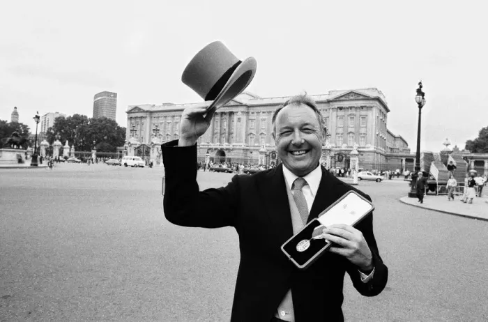 Framed Print : Head of Laker Airways Freddie Laker at Buckingham Palace after being knighted by Framed Print : Head of Laker Airways Freddie Laker at Buckingham Palace after being knighted by