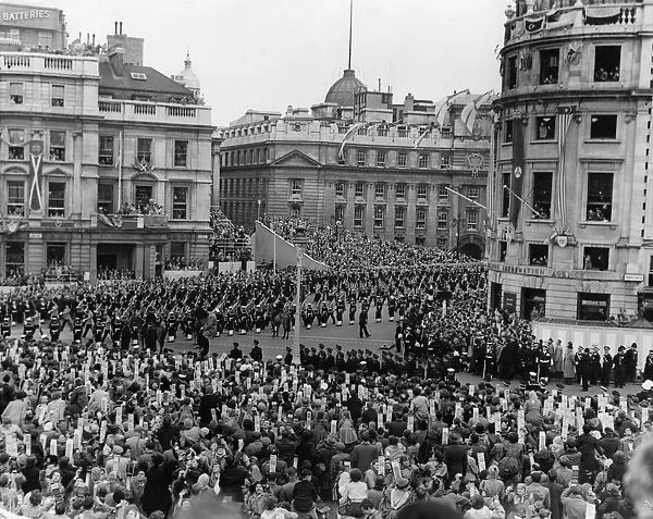 The head of Her Majesty Procession comprised of Five Companies of the Foot Guards
