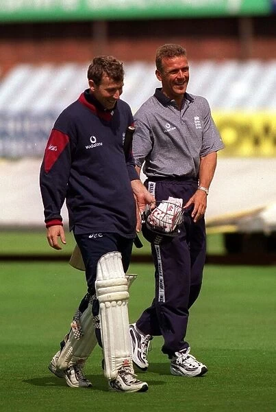 Headingley August 1998 Mike Atherton England Cricket Player LEFT with Alec Stewart