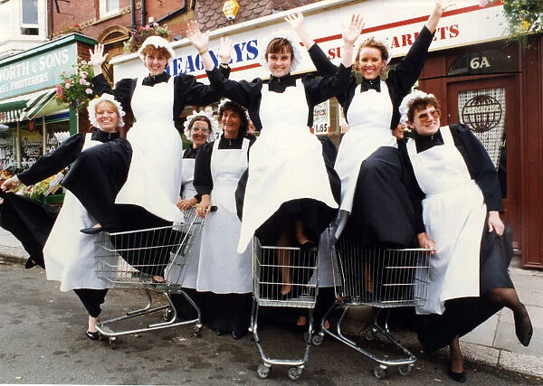 Heagneys staff ready for Saltburns Victorian Week. 3rd August 1992