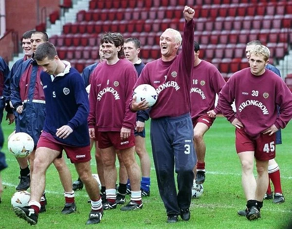 Heart of Midlothian footballers during a training session ahead of their Scottish Cup
