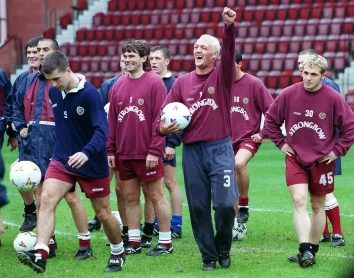 Framed Print : Heart of Midlothian footballers during a training session ahead of their Scottish Cup