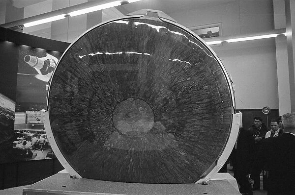 Heat shield of Mercury spacecraft Friendship 7, pictured on arrival at the Science Museum