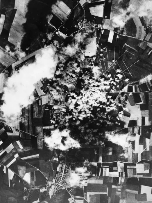 Framed Print : One of the heaviest concentration of bombs ever delivered against single target by bomber