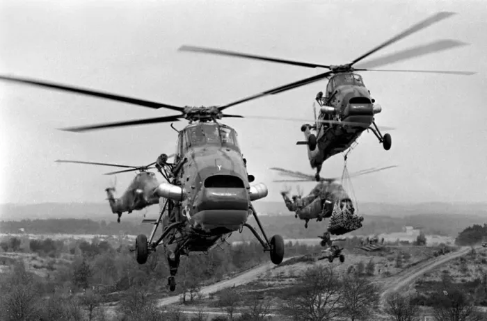 Framed Print : Heavy Equipment Drop Rehearsal April 1967 Westland Wessex support helicopters Framed Print : Heavy Equipment Drop Rehearsal April 1967 Westland Wessex support helicopters