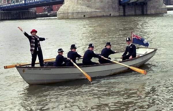 Helen Mirren, actress, on the River Thames with the police for charity. 09  /  03  /  1994