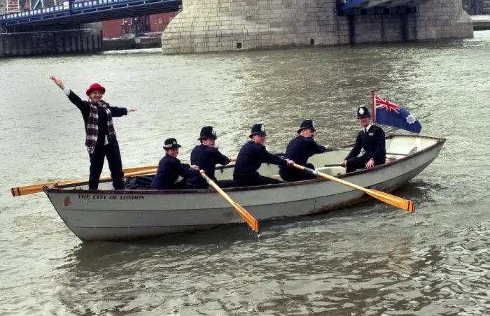 Framed Print : Helen Mirren, actress, on the River Thames with the police for charity. 09  /  03  /  1994