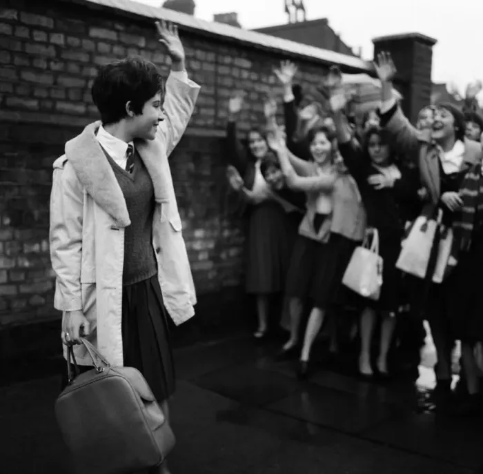 Framed Print : Helen Shapiro, the 15 year old pop singer, leaves Clapton Park Secondary School