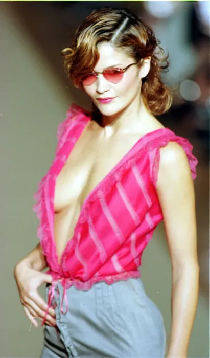 Framed Print : Helena Christensen for McCartney Paris Fashion Week 1997 Helena Christensen wearing one Framed Print : Helena Christensen for McCartney Paris Fashion Week 1997 Helena Christensen wearing one