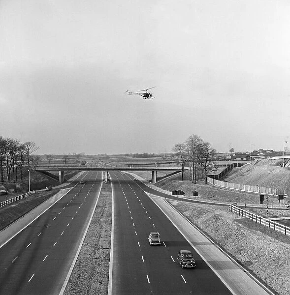 Helicopter patrol over the M6 Motorway near Knutsford, Cheshire