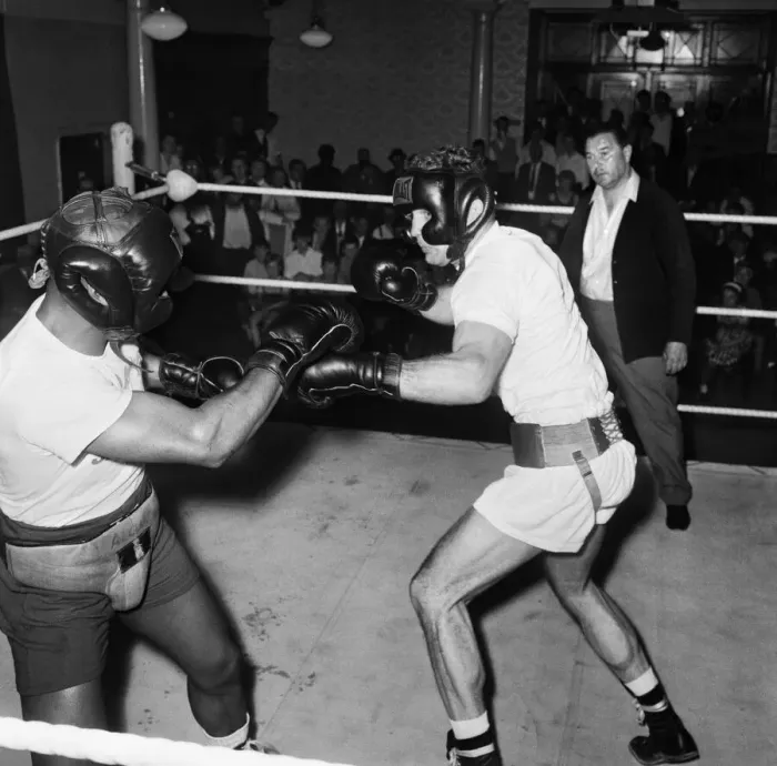 Framed Print : Henry Cooper seen here (right) in training at The Bellingham for his fight against Framed Print : Henry Cooper seen here (right) in training at The Bellingham for his fight against