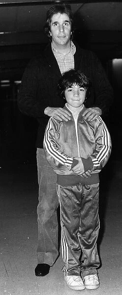 Henry Winkler film actor with son Jed Winkler, April 1981