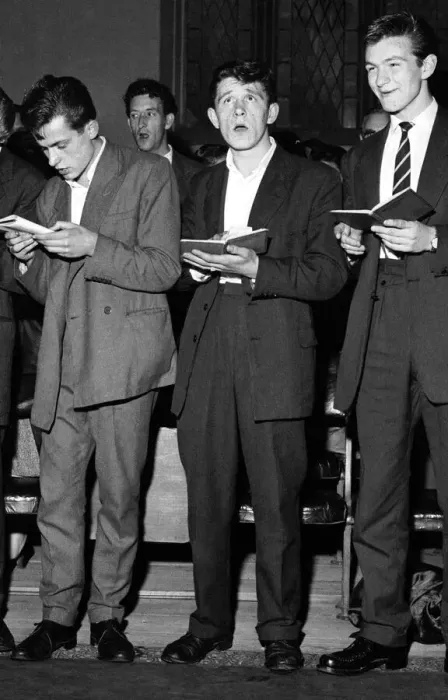 Framed Print : The Herald Angels... Three teddy boys who attended the special service for youth given by Framed Print : The Herald Angels... Three teddy boys who attended the special service for youth given by