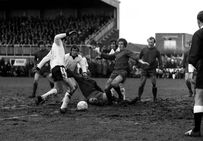 Framed Print : Hereford United v Newcastle United February 1972 The Bulls in action in their 3rd
