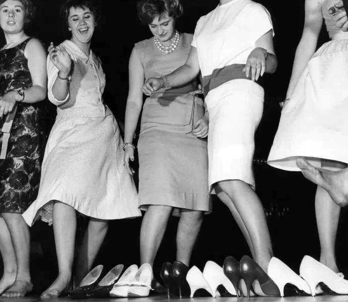 Framed Print : High heels discard as the girls join in the high jinks at the Locarno in Glasgow Framed Print : High heels discard as the girls join in the high jinks at the Locarno in Glasgow