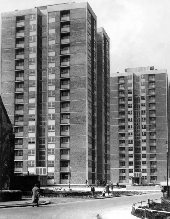 Framed Print : The high rise flats at Cruddas Park Housing Estate in Newcastle 26 June 1962 circa