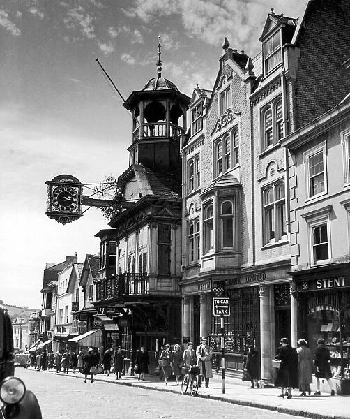 High Street and Guildhall, Guildford, Surrey, circa 1950