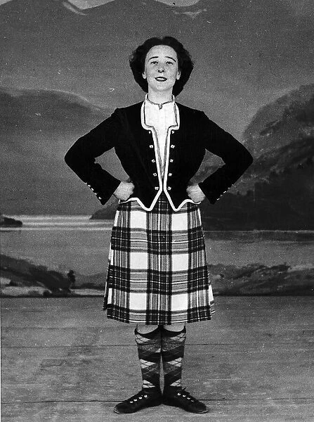 Highland dancer in traditional dress circa 1950
