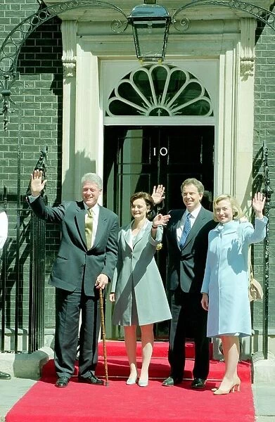 Bill and Hilary Clinton visit Tony and Cherie Blair at 10 Downing Street. May 1997