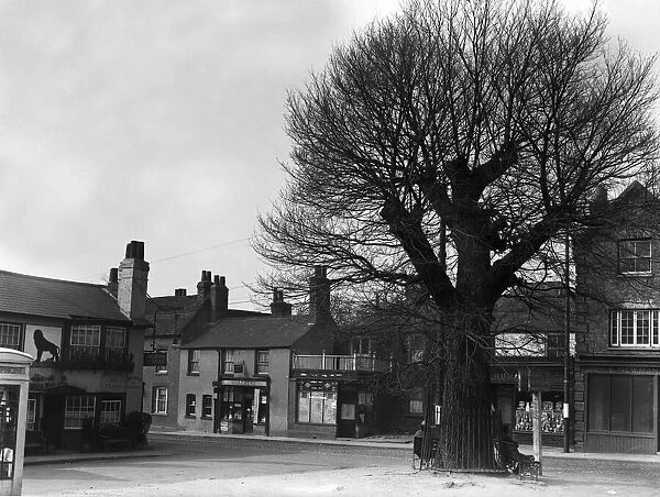 Hillingdon village, Red Lion and shops opposite 1932