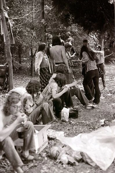 Hippy Festival Windsor Great Park August 1972 Groups of hippies from all over