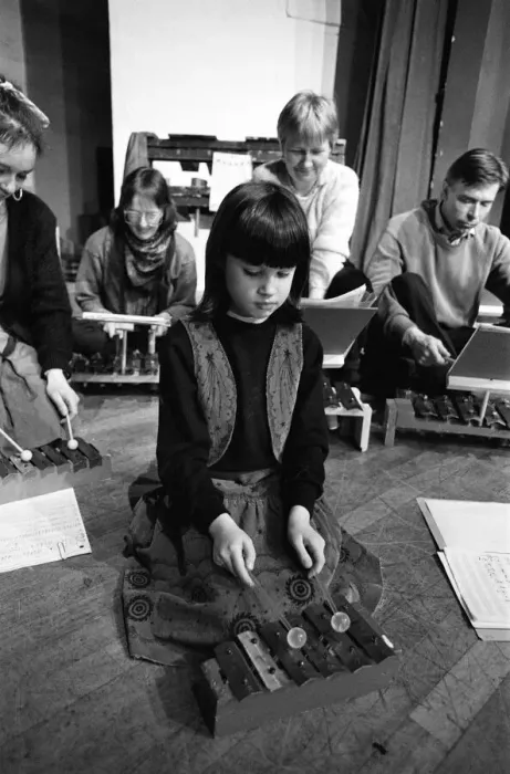 Framed Print : Hitting the right note... seven year old Polly Scott and her percussion group starred