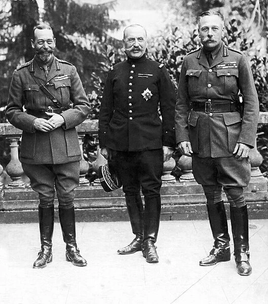 HM King George V, General Ferdinand Foch and Sir Douglas Haig on the balustraded terrace