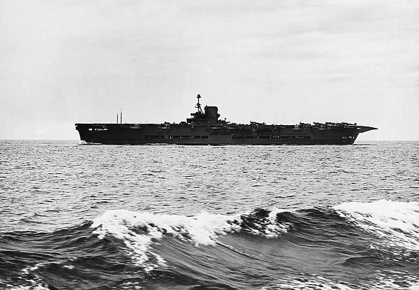 HMS ARK ROYAL with Fairey Fulmar fighters on the deck. seen from the deck of HMS